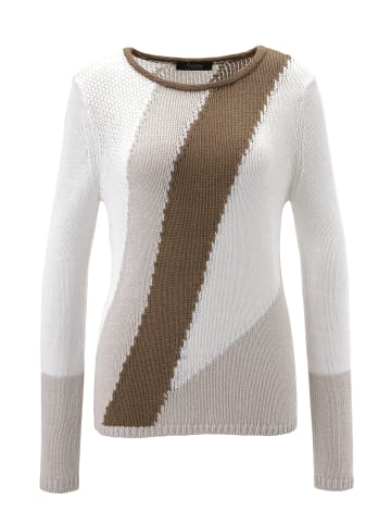 Aniston SELECTED Strickpullover in weiß-braun-beige