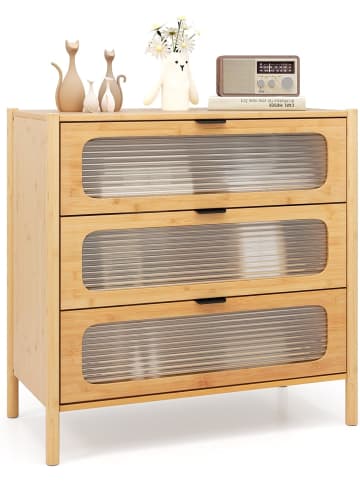 COSTWAY Kommode mit 3 Schubladen in Hellbraun