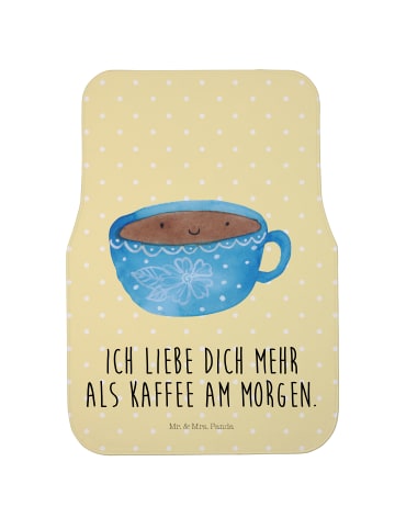 Mr. & Mrs. Panda Fußmatte Fürs Auto Kaffee Tasse mit Spruch in Gelb Pastell