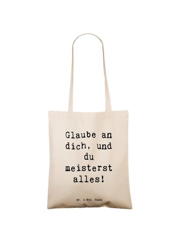 Mr. & Mrs. Panda Schultertasche Spruch Stolpersteine im Alltag m... in Creme