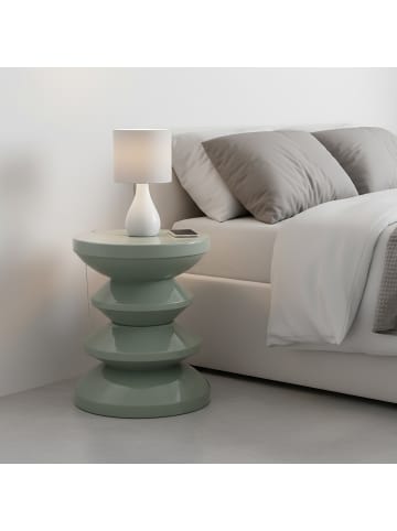 relaxdays Beistelltisch in Salbei - (H)46 x (Ø)35 cm