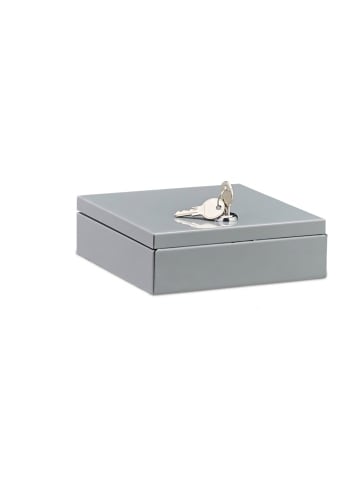 relaxdays Geldkassette in Grau - (B)17,5 x (H)5,5 x (T)17 cm