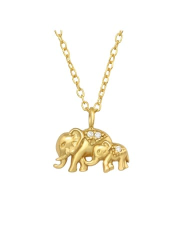 Alexander York Kette mit Anhänger ELEFANT FAMILIE in Gold aus 925 Silber - 2-tlg. in silber