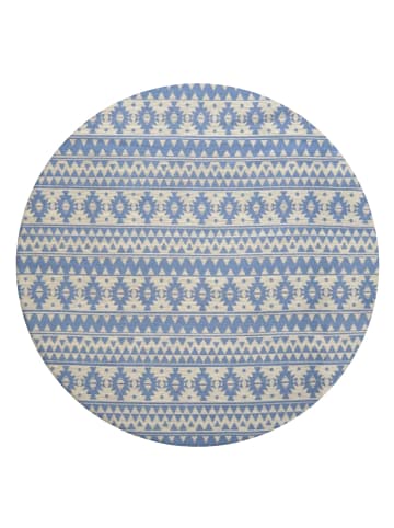 Kayoom Kurzflor Teppich Sunny 210 in hellblau - rund
