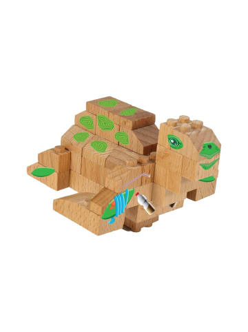 FabBrix Wooden Sea Turtle Holzbausteine, Klemmbausteine aus Buchenholz in Braun