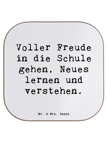 Mr. & Mrs. Panda Tischuntersetzer Spruch Schulanfang Freude mit ... in Weiß