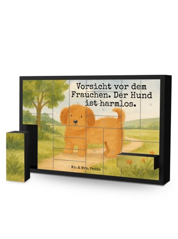 Mr. & Mrs. Panda Adventskalender Hund Flauschig Design mit Spruch in Weiß