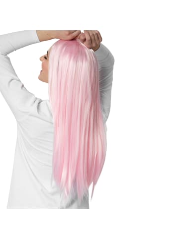 tectake Langhaarperücke mit glattem Haar, rosa