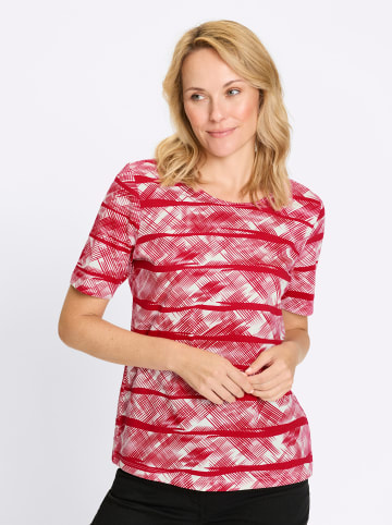 Sieh an! Kurzarmshirt in rot-ecru-bedruckt