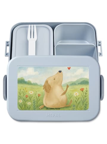 Mr. & Mrs. Panda Bentobox Hund Liebe Design ohne Spruch in Blau Pastell