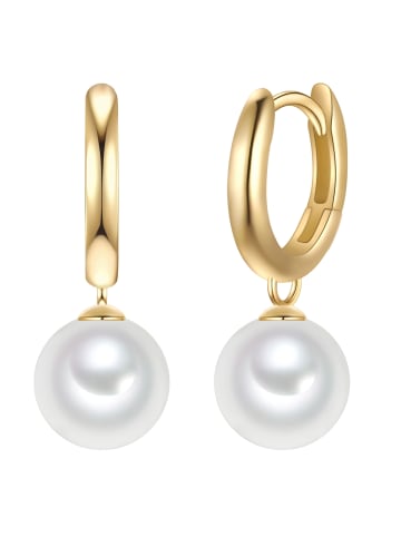 Rafaela Donata Creolen aus Sterling Silber mit Muschelkernperle in gelbgold