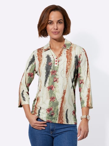WITT WEIDEN Poloshirt in schilf-camel-bedruckt
