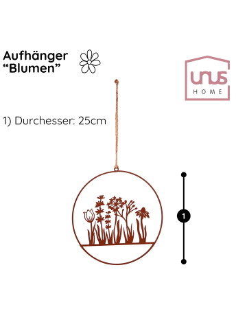 UNUS Aufhänger Blumenornament in Rost