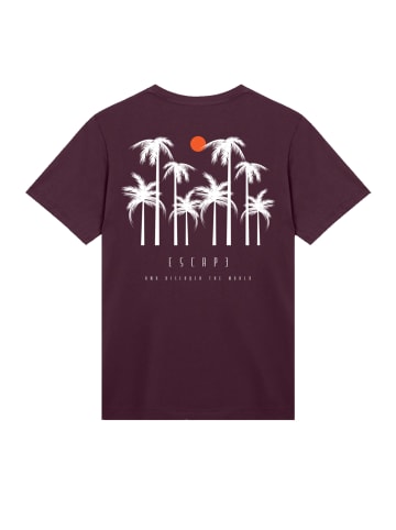 F4NT4STIC T-Shirt Escape Discover the World Palm Trees in maroon