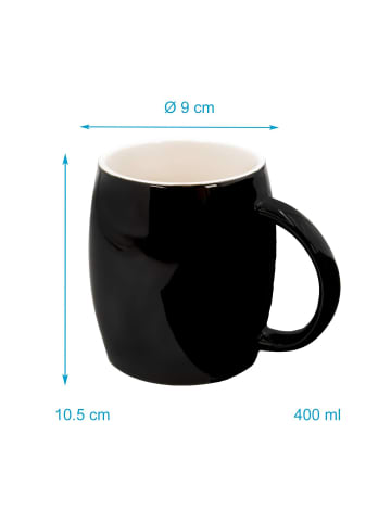 Intirilife Porzellan Kaffeetasse und 400 ml Füllmenge in Schwarz