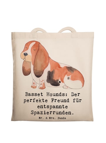 Mr. & Mrs. Panda Strandtasche Basset Hound Freund mit Spruch in Creme
