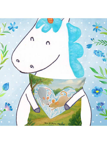 Mr. & Mrs. Panda Kuschelkissen Mäuse Herz Design ohne Spruch in Weiß