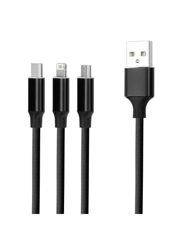 FOREVER Forever 3-in-1 Ladekabel USB-A zu Lightning/USB-C/microUSB 1,2?m in Schwarz