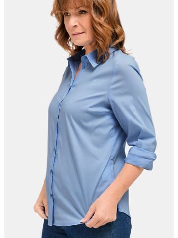 GOLDNER Kurzgröße:  Bluse Langarmbluse mit Elasthananteil in bleu