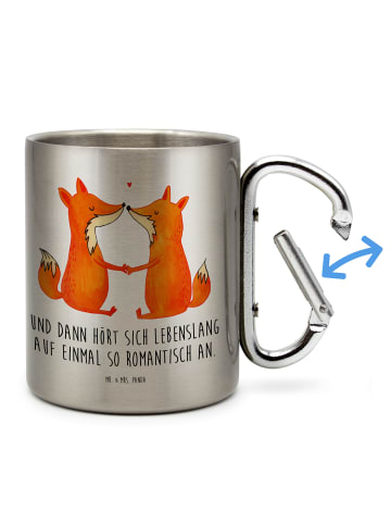 Mr. & Mrs. Panda Campingbecher Füchse Liebe mit Spruch in Silber