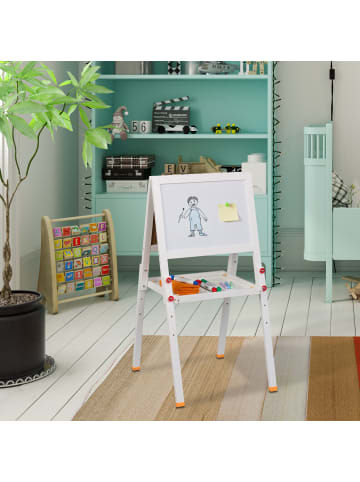 relaxdays Kinderstandtafel in Weiß - (B)39 x (H)65 - 77 x (T)44,5 cm