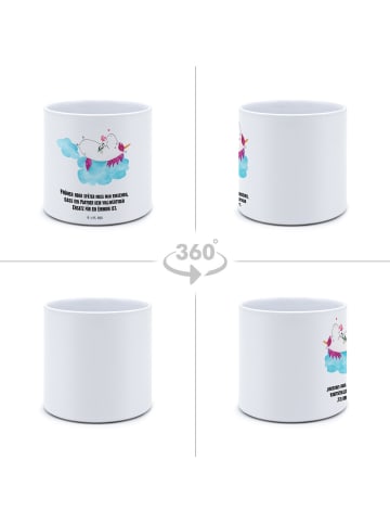 Mr. & Mrs. Panda XL Blumentopf Einhorn Verliebt mit Spruch in Weiß
