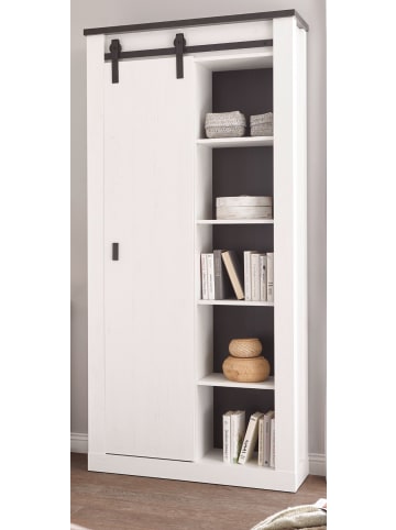 Furn.Design Büromöbel-Set weiß Pinie, anthrazit Landhaus mit Aktenschrank