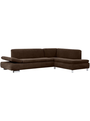 others ECKSOFA mit Ottomane rechts Kaye Bezug Veloursstoff Metallfuß verchromt / braun