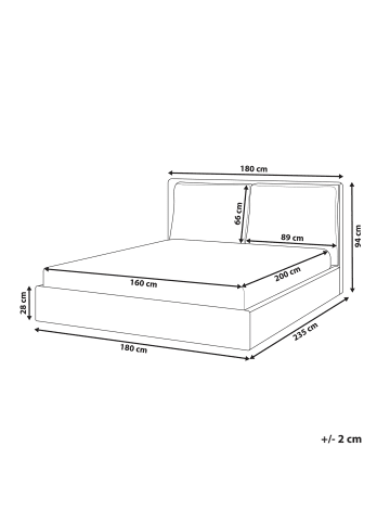 Beliani Wasserbett BAJONNA in Weiß/Schwarz - (W) 180 x (H) 94 x (L) 235 cm