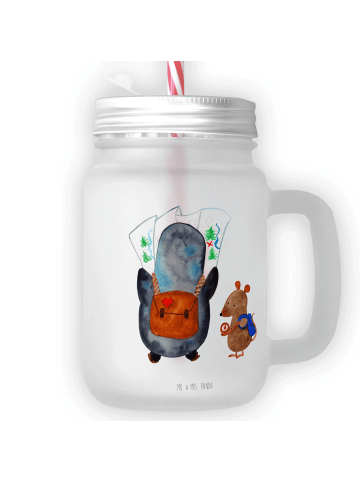 Mr. & Mrs. Panda Limonadenglas Pinguin & Maus Wanderer ohne Spruch in Transparent