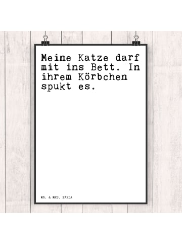 Mr. & Mrs. Panda Poster Meine Katze darf mit... mit Spruch in Weiß