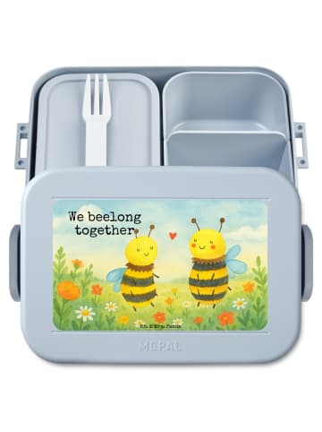 Mr. & Mrs. Panda Bentobox Biene Verliebt Design mit Spruch in Blau Pastell