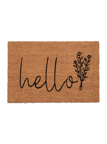 relaxdays Fußmatte "Hello" in Natur/ Schwarz - (B)60 x (T)40 cm