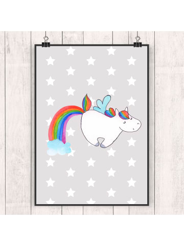 Mr. & Mrs. Panda Poster Einhorn Pegasus ohne Spruch in Grau Pastell