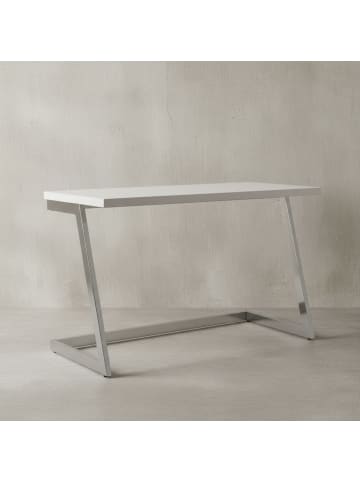KADIMA DESIGN Schreibtisch 120x55x76 cm Hochglanz / Silber PC-Tisch mit