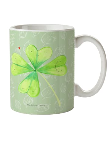 Mr. & Mrs. Panda Pott Blume Kleeblatt ohne Spruch in Blattgrün