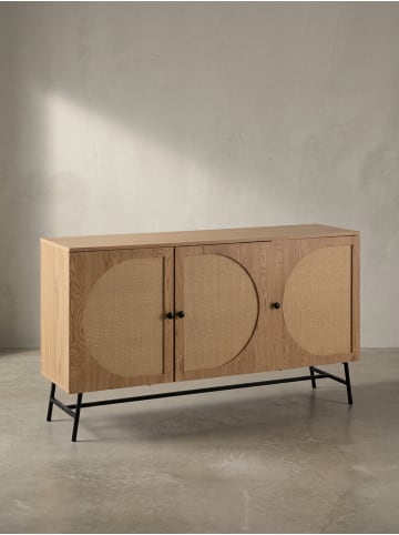 KADIMA DESIGN Sideboard 140x80x39 cm Kommode Eiche-Dekor mit Rattan Geflecht