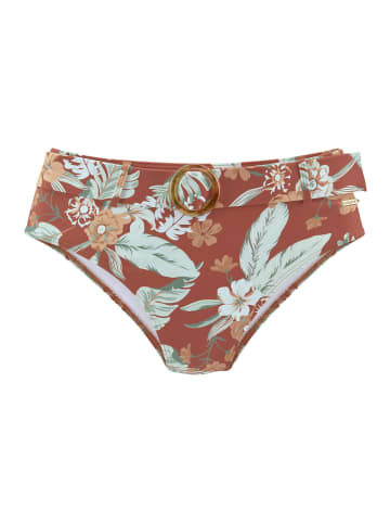 Sunseeker Highwaist-Bikini-Hose in rostrot-bedruckt