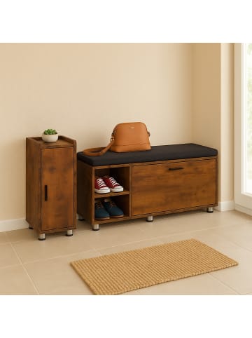 relaxdays 2-tlg. Schuhbank mit Schrank Set in Industrial/ Schwarz