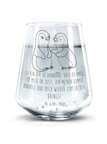 Mr. & Mrs. Panda Trinkglas Pinguine trösten mit Spruch in Transparent