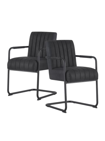 DUBI Möbel 2er-Set: Esszimmerstuhl BEN in Wildleder-Schwarz - (B)53 x (H)87 x  (T)62 cm