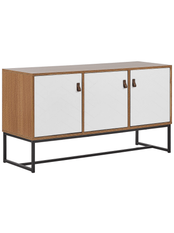 Beliani Sideboard NUEVA in Weiß/Braun/Schwarz - (W) 112 x (H) 62 x (L) 39 cm
