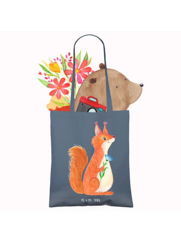 Mr. & Mrs. Panda Shopping Bag Eichhörnchen Blume ohne Spruch in Indigo Blue