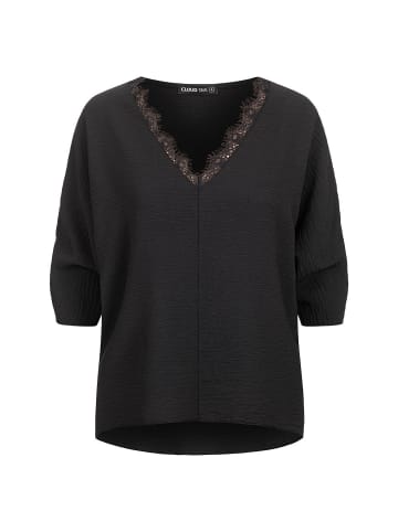 Cloud5ive Cloud5ive Cloud5ive Kurzarm Bluse mit Spitzeneinsatz in black