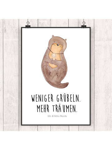Mr. & Mrs. Panda Bild Otter Muschel mit Spruch in Weiß
