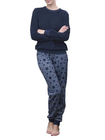 NORMANN Frottee Pyjama Schlafanzug Bündchen Sterne - 48773 in beere