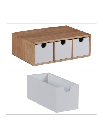 relaxdays Schubladenbox in Natur/ Weiß