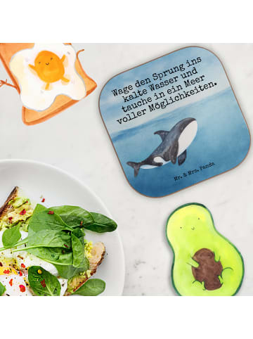 Mr. & Mrs. Panda Untersetzer Glas Orca Design mit Spruch in Weiß