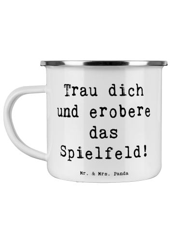 Mr. & Mrs. Panda Henkelbecher Spruch Neue Sportart Mut mit Spruch in Weiß
