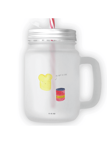 Mr. & Mrs. Panda Blümchentailglas Toast Marmelade ohne Spruch in Transparent